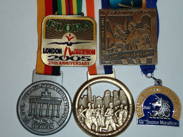 Medals from the World Major Marathons