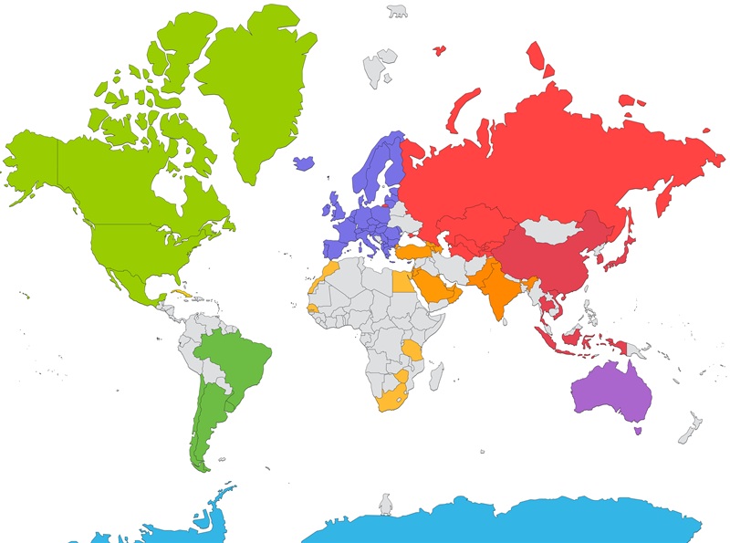 World Map of Marathon Countries completed by Dr. Tor Rønnow, Denmark